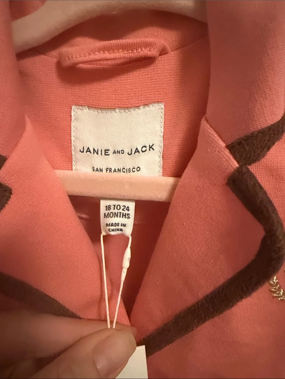 Janie and Jack Coral Pink Peplum Blazer with Brown Trim
